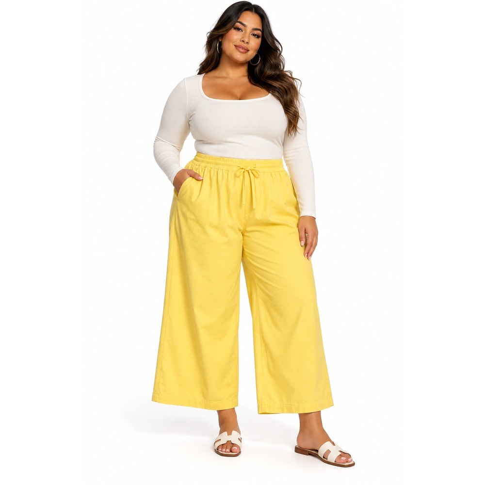 Market & Spruce Bohdi Wide Leg Cropped Pant Pale Yellow 3X NWT